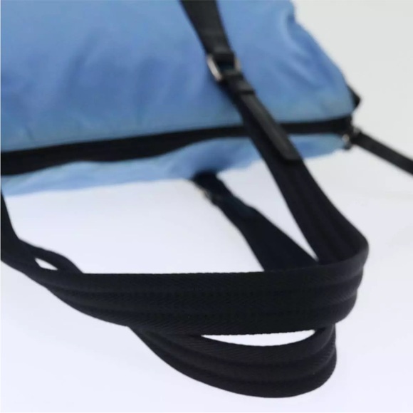 PRADA Shoulder Bag in Blue Nylon with Black Leather Authentic - Picture 15 of 16